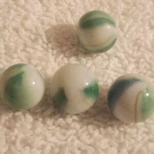 Vintage Marbles 4 Limeade Green Off White Patch, Corkscrew Or?